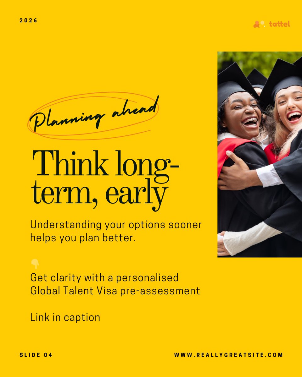 Most students think about their future too late.
Early planning gives you better options.

If you want clarity on your long-term path, start with a Global Talent Visa pre-assessment.

👉 tattel.co.uk/?ff_landing=43

#GlobalTalentVisa #UKCareers #InternationalStudentsUK #UKVisa