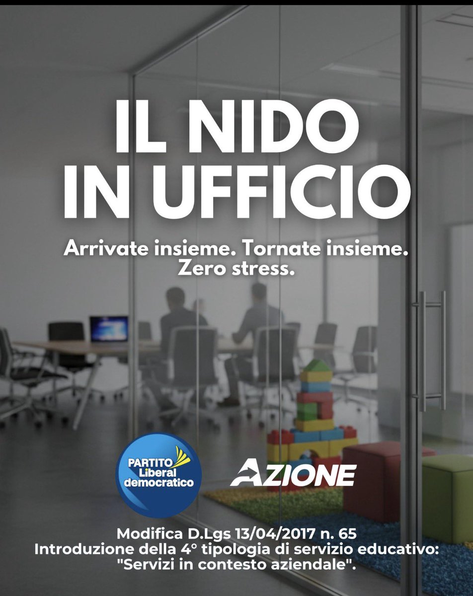 Gli asili nido aziendali sono la cosa più comoda e più facile per conciliare maternità e lavoro.

Ieri il <a href="/Partito_Libdem/">Partito Liberaldemocratico</a> e <a href="/Azione_it/">Azione</a> hanno annunciato una proposta di legge in merito, che possa potenziare il più possibile questo strumento e adattarlo anche ad un’economia