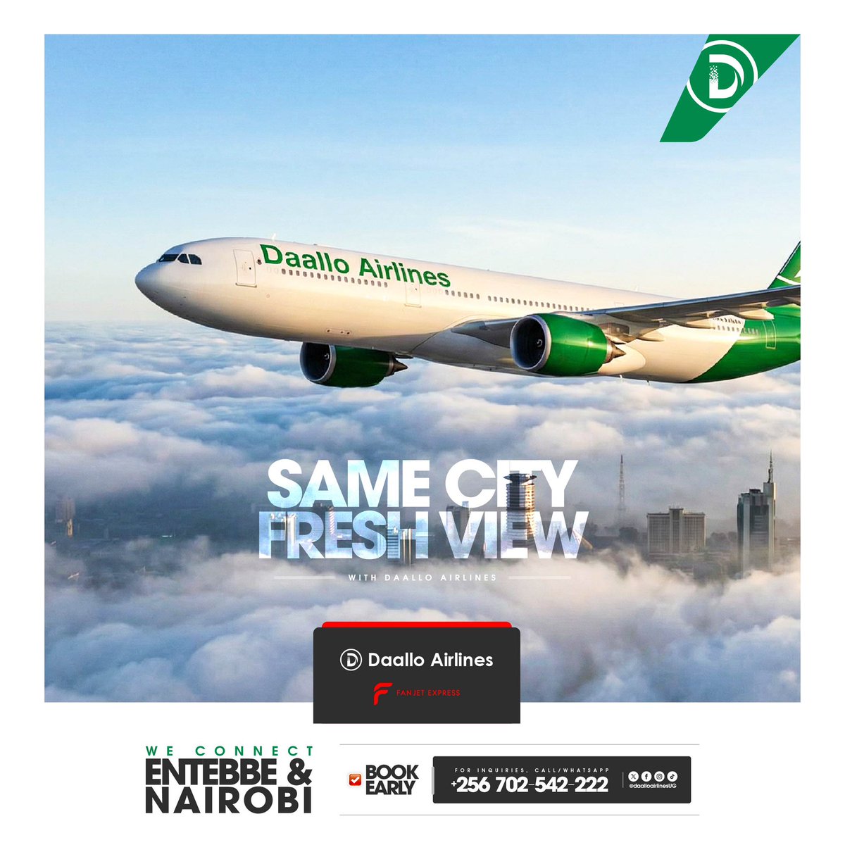 Same destination. Better perspective ✈️

📞 0702542222
💵 From $140

#FlyDaallo #DaalloAirlinesUG #FanjetExpress