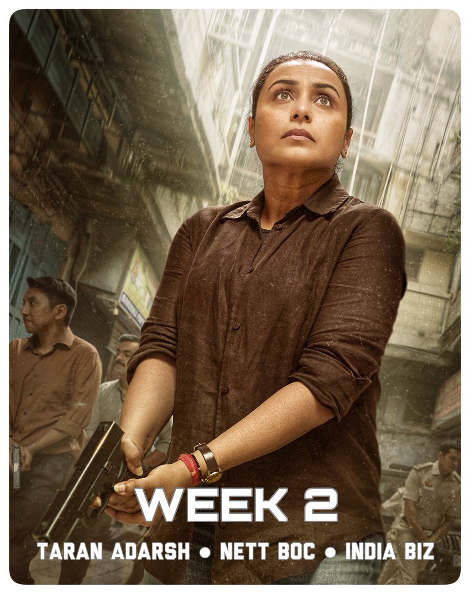 #Mardaani3 stays rock-steady in Week 2, with the absence of major releases last Friday giving it ample space to perform.

The film is now racing towards the ₹ 50 cr mark and is expected to surpass the *lifetime business* of #Mardaani2 to emerge as the highest-grossing film of
