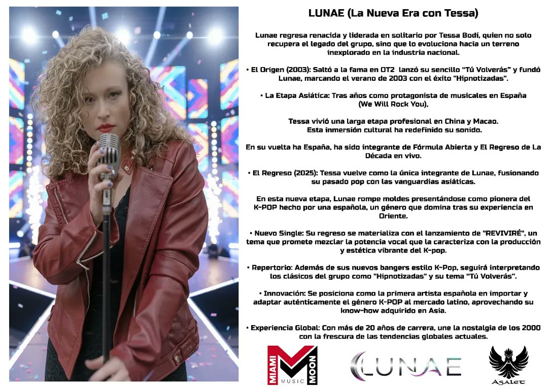 Tessa (OT 2) anuncia que vuelve Lunae.

Con un giro al k-pop y sin Elena Gadel ni Marey.

Pero vuelve Lunae. Pero es ella sola.