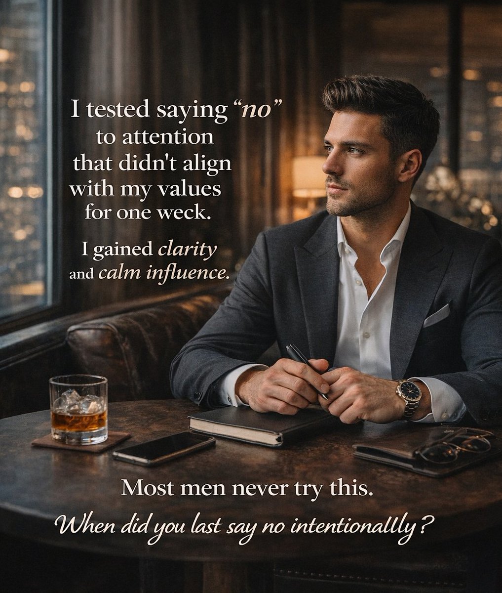 blaazee6's tweet photo. Saying “no” isn’t rejection, it’s clarity.
I spent a week declining attention that didn’t align with my values.
The result: more focus, calm influence, and deeper respect.
When last did you say no intentionally?
#HighValueMen #Boundaries #Clarity #Leadership #SelfRespect https://t.co/M8HCEoKn1L