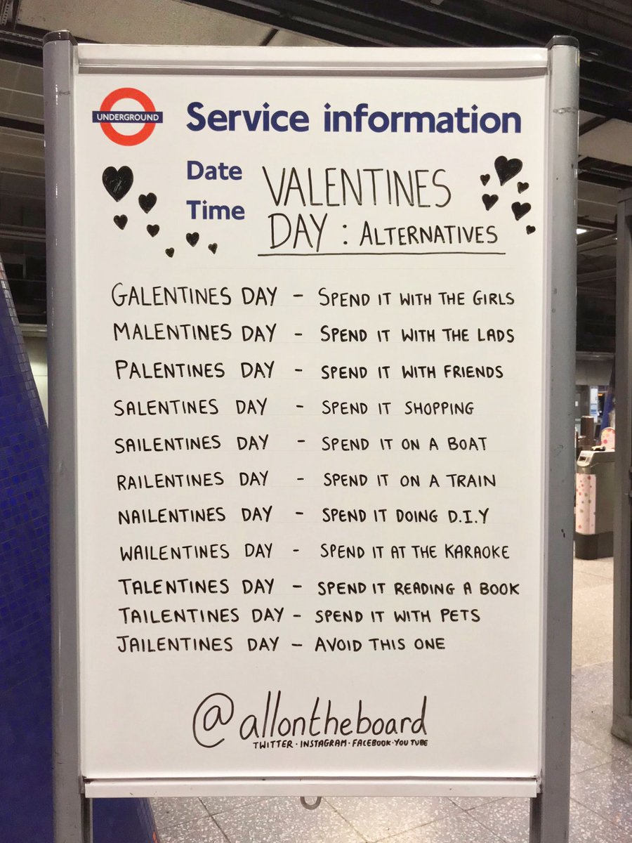 Today is Galentine’s Day.
Here are some other alternative ways to spend Valentine’s Day. Definitely avoid the last option though.

#GalentinesDay #ValentinesDay