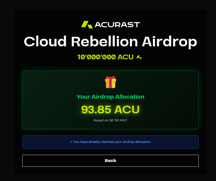 I got 1500 $ACU from migration <a href="/Acurast/">Acurast</a> and 93,854 $ACU from airdrop