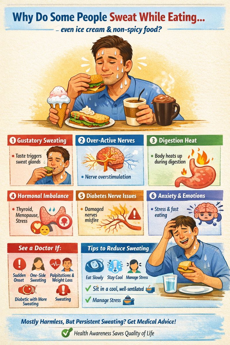 jeevan_vishal21's tweet photo. Who knew ice cream could make you sweat🍦💦 Turns out it’s a real thing digestion, nerves, or even hormones can trigger it #HealthFacts #GustatorySweating https://t.co/mkfC1xjkmo