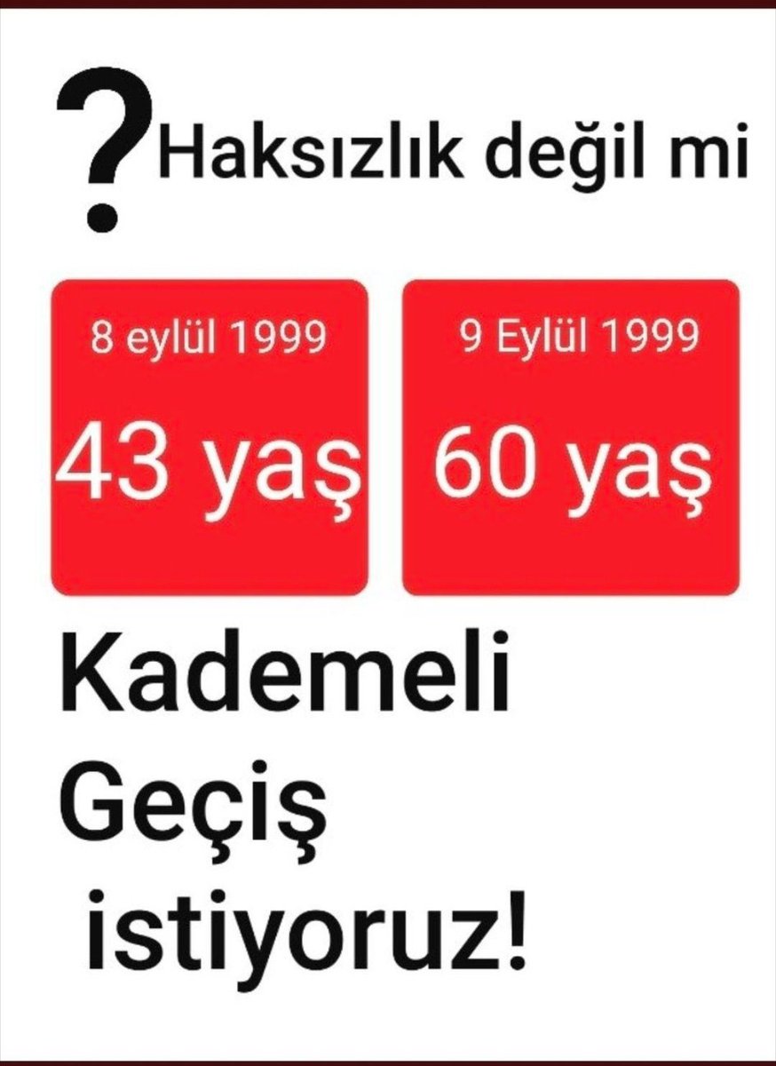8000 , 9000 prim günü 5900 prim gününden çok fazladır. 

46-47 yaş 43 yaştan çok fazladır. 

Çarpık emeklilik yaşı düzenlemeleri , acilen kademeli emeklilik ile duzeltilmelidir. 

#KademeİçinYasa