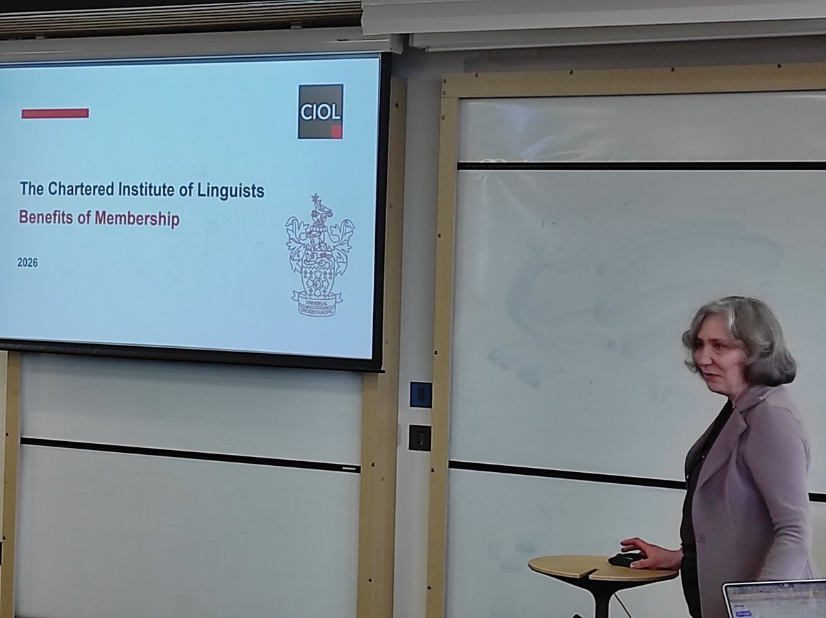 paulbishop4U's tweet image. Thank you to Liudmila Tomanek of the Scottish branch of @CIOL_Linguists to the students of @UofGSMLC for a fascinating talk about the benefits of student affiliate and full membership of #CIoL. Get chartered!