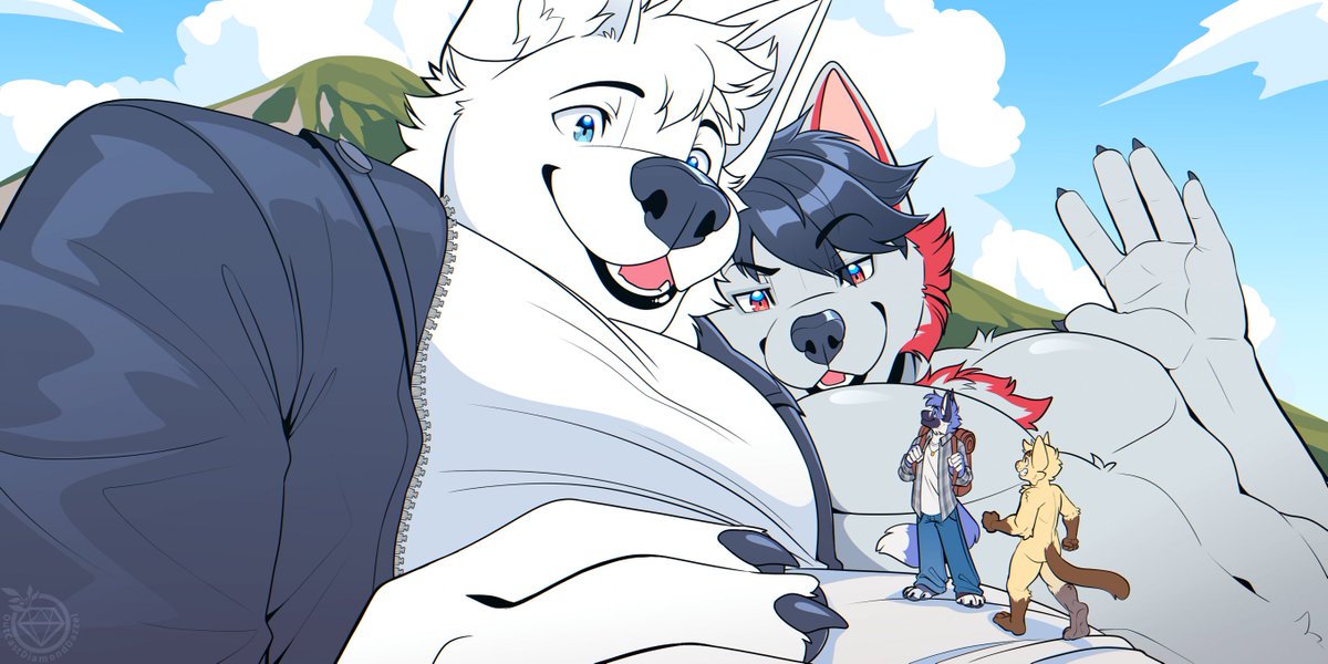 Next time you want to try some mountain climbing practice, just scale your larger friends!

🎨@ocdiamonddazzel Please give them such immense love and check out their stuff, it is so good!

A comm I got with Bailey, Rayne and Jay! Great people that I'm thrilled to have in my life!