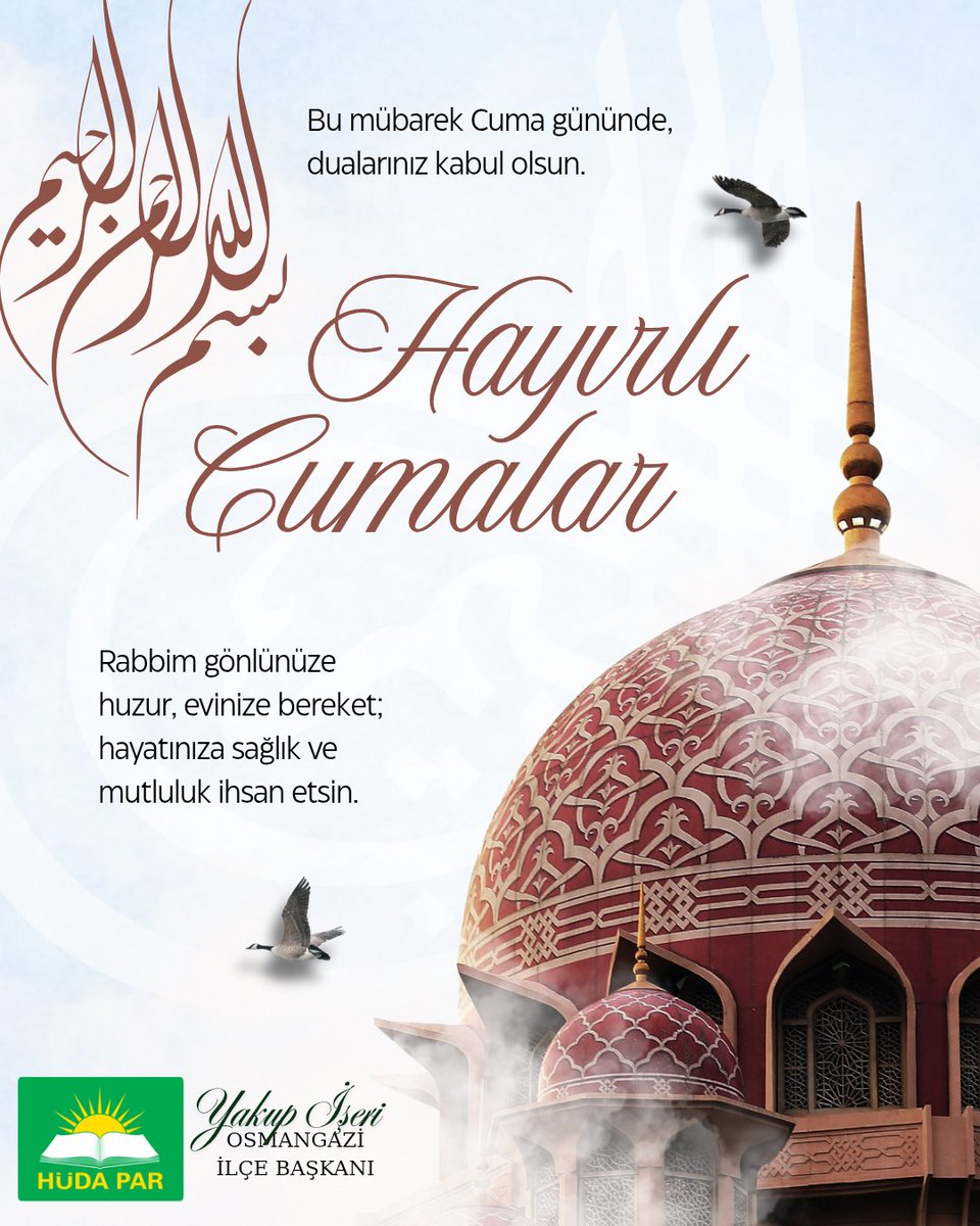 “Cuma günü öyle bir vakit vardır ki; Müslüman bir kul o vakte rastlar da Allah’tan hayırlı bir şey isterse, Allah mutlaka ona verir.”
Hz. Muhammed (s.a.v.)

#HayırlıCumalar