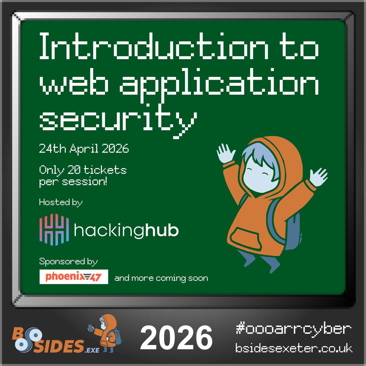 BSidesExeter's tweet photo. Join our Friday workshops (24/04) by donating to Children's Hospice South West! Workshops feature HackingHub, Infoblox, Pentera, and SWCSC. More details at: https://t.co/N7keGmoasQ . Get tickets here: https://t.co/4oj1MHA33H. #oooarrcyber https://t.co/WIgWUOs13y