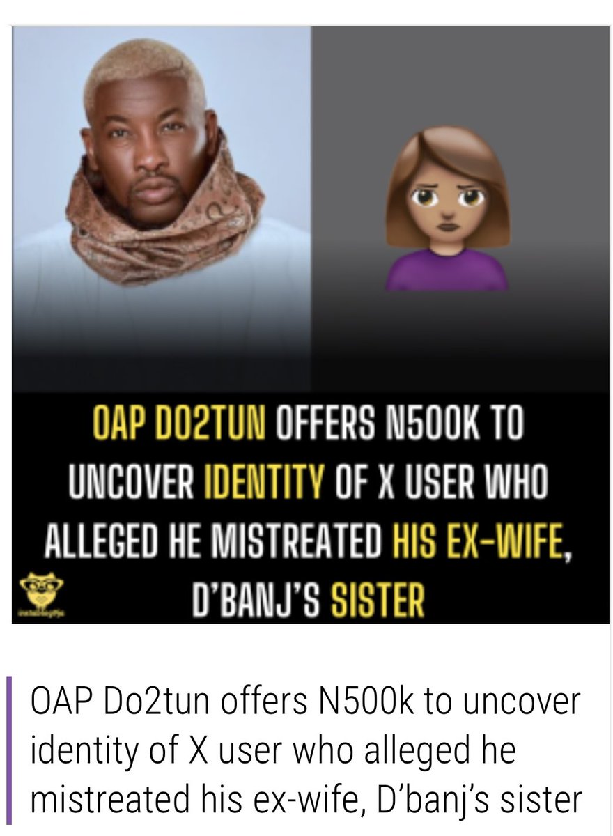itweet_247x's tweet photo. OAP Dotun drops โฆ500,000 bounty on the head of the person behind @MaverickThamani ๐๐ฐ
Says anyone with credible details that can help apprehend the user should come forward.
Social media drama just entered another level.
#Nigeria #Dotun #XSpace #TrendingNow https://t.co/fd8I086oxZ