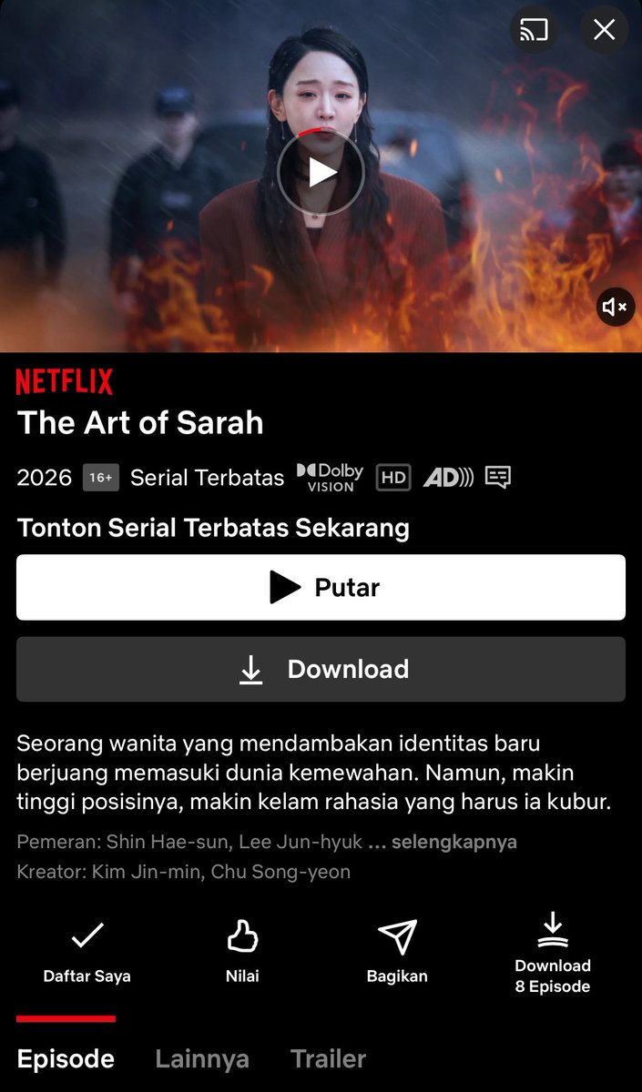 Series Netflix #TheArtOfSarah sudah rilis 8 episode. Cusss maraton mumpung long weekend!

((PECINTA MISTERY THILLER)) 

Ceritanya tentang Sarah Kim — wanita misterius di balik dunia seni glamor yang hidupnya berubah setelah kematian mencurigakan terungkap.

Terus ada seorang