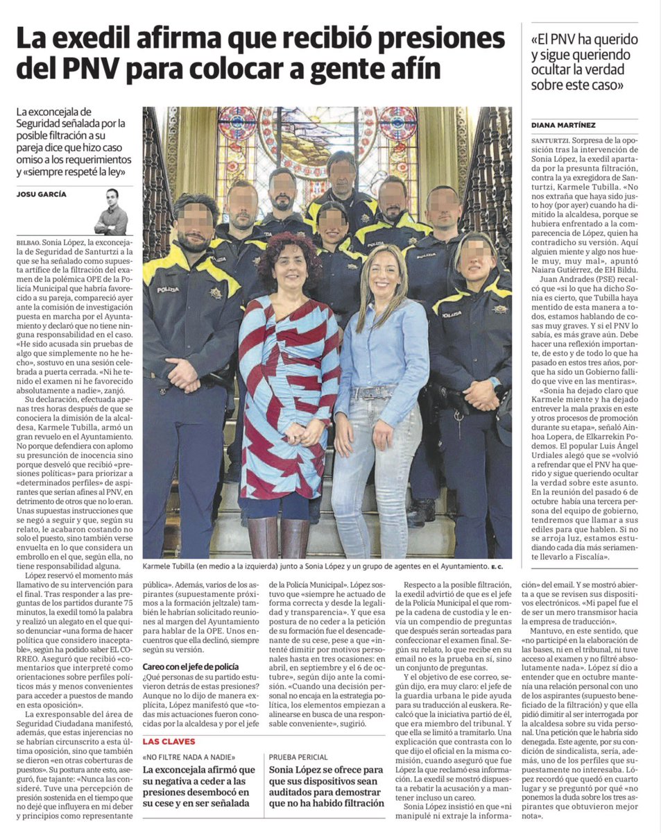 La exedil del PNV en Santurtzi afirma que recibió presiones del partido para colocar a gente afín.