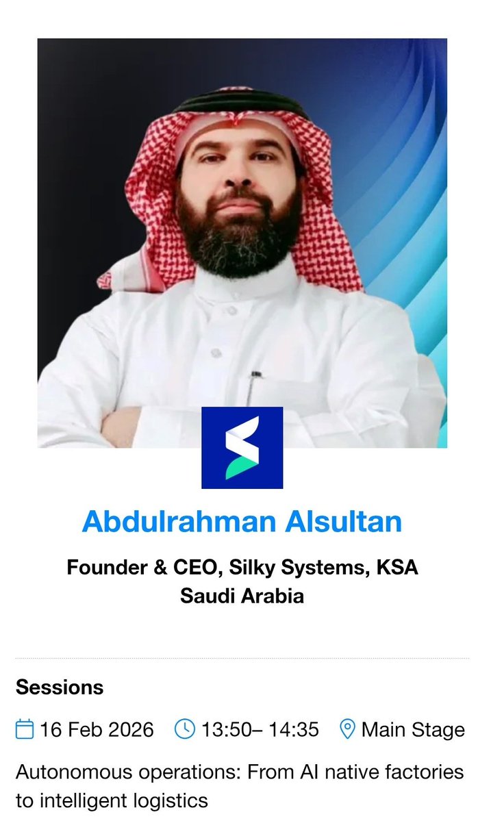 Silky Systems will be on stage at <a href="/WAMSaudi/">WAM Saudi Expo 2026</a> 🚀 

Our CEO and Founder <a href="/ABDU_ALSULTAN/">Abdulrahman Alsultan عبدالرحمن السلطان 🐪</a> joins the Main Stage panel: Autonomous operations: From AI native factories to intelligent logistics Mon, 16 Feb 2026 | 13:50 to 14:35

If AI does not trigger action, it is not autonomy.