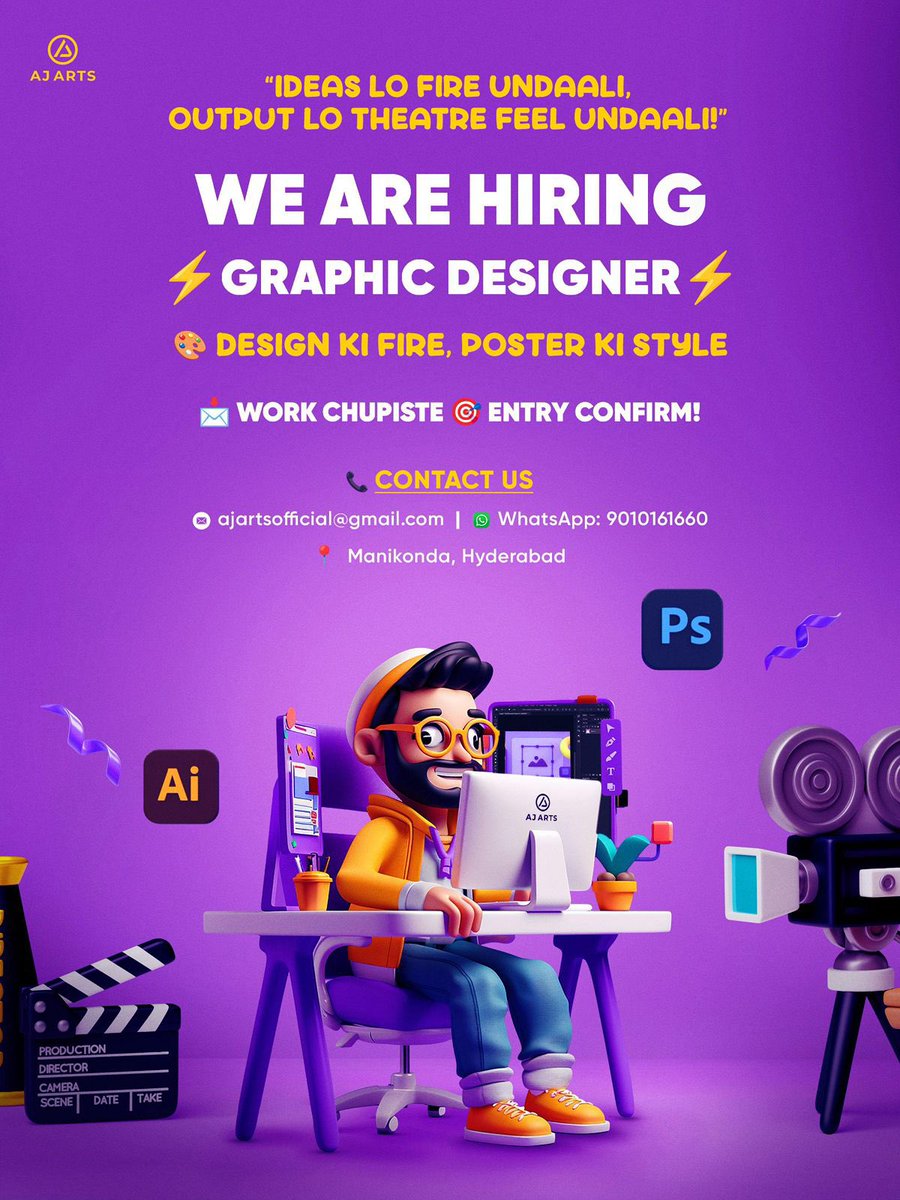 AjArtsofficial's tweet photo. We are hiring Now…

#GraphicDesigner #hiring #HiringNow #GraphicDesign #Poster https://t.co/mbMaFzCLTy