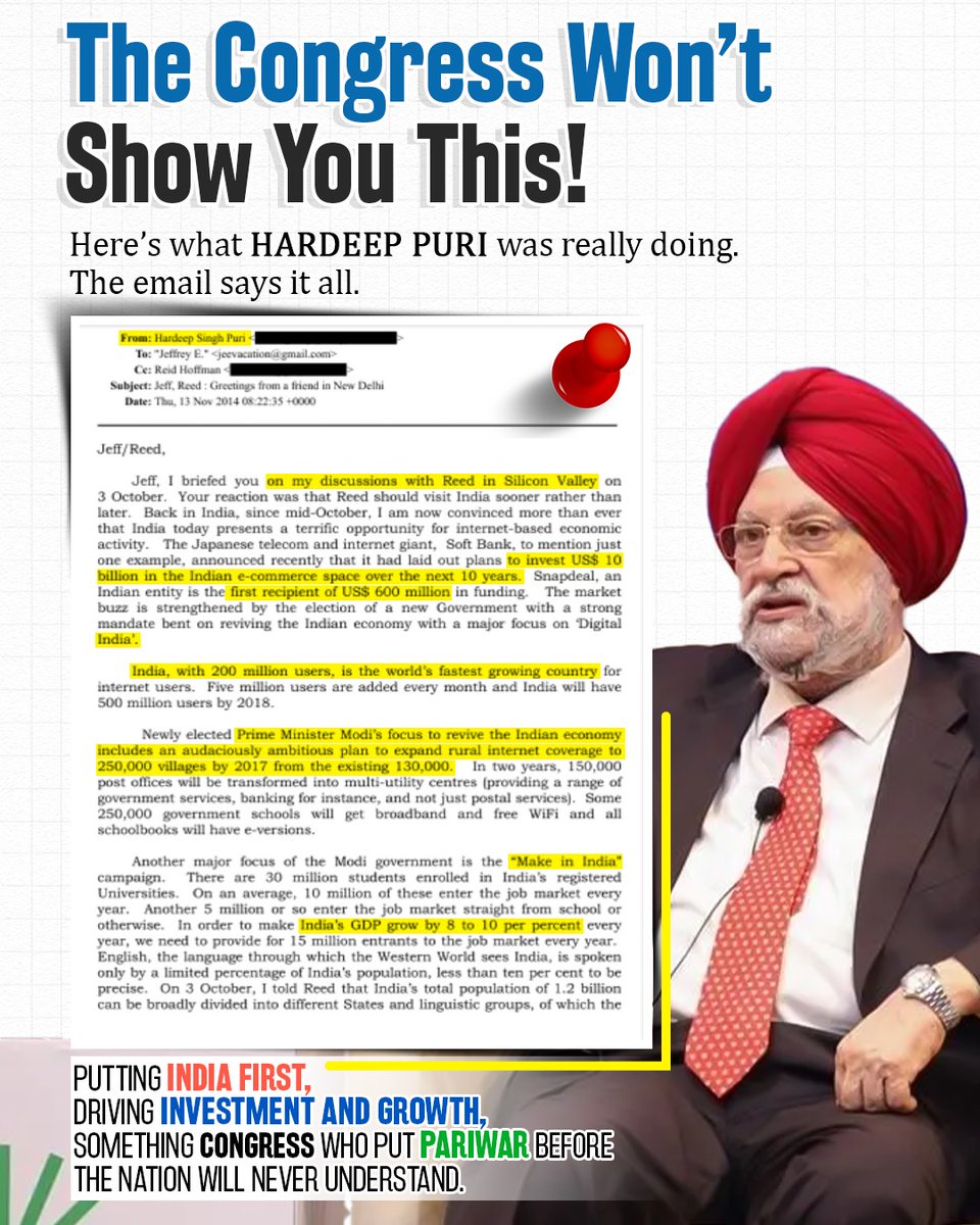 By weaponizing Epstein files against Puri ji, Congress exposes their lowest tactics, hand in glove with foreign powers to undermine India's oil rights. 

BJP stands firm: Energy security is national security. Proud of our Petroleum Minister!