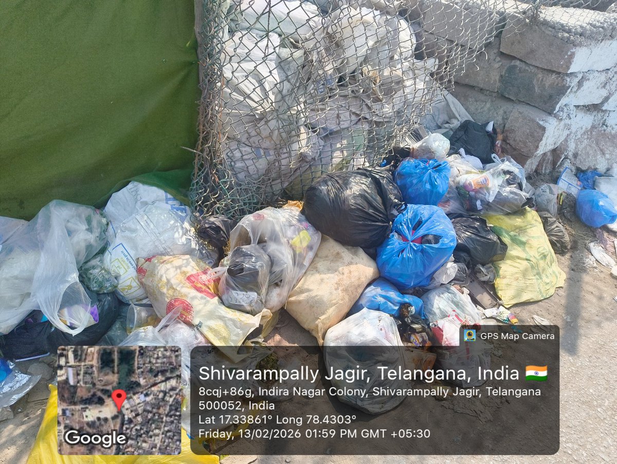 ghouse970's tweet photo. @GHMCOnline 
Garbage has not been lifted for several days at Indira Nagar Colony, Shivarampally Jagir, Telangana – 52
Waste is piling up on the roadside causing bad smell and health risk to residents. Kindly arrange immediate clearance and regular lifting.
#GHMC #Hyderabad. https://t.co/2DLSgtTOWj
