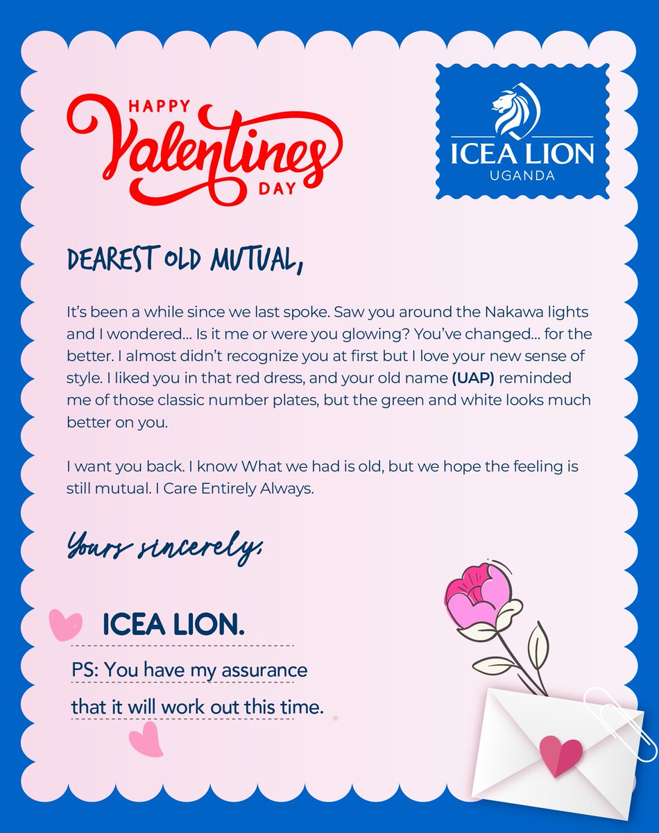 icealionug's tweet photo. In your arms, the world stands still,
Cherished moments softly bloom.
Every spark is a quiet thrill,
Always chasing away the gloom.
Will you be my Valentine, dear @OldMutualUganda ?😌❤️