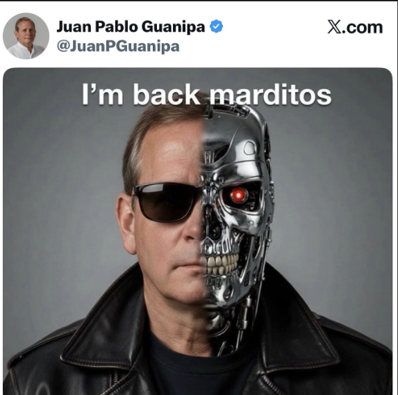 ggangix's tweet image. El culpable de la revocación de la excarcelación de Guanipa fue el nivel de inglés de Jorge Rodríguez.

- Guanipa: "I’m back, marditos"
- Jorge Rodríguez: "Dijo: voy por ti, maldito"

Fiscalía: “TENEMOS DELITO”

Traducción oficial:

I'm = voy
back = por ti
marditos = maldito