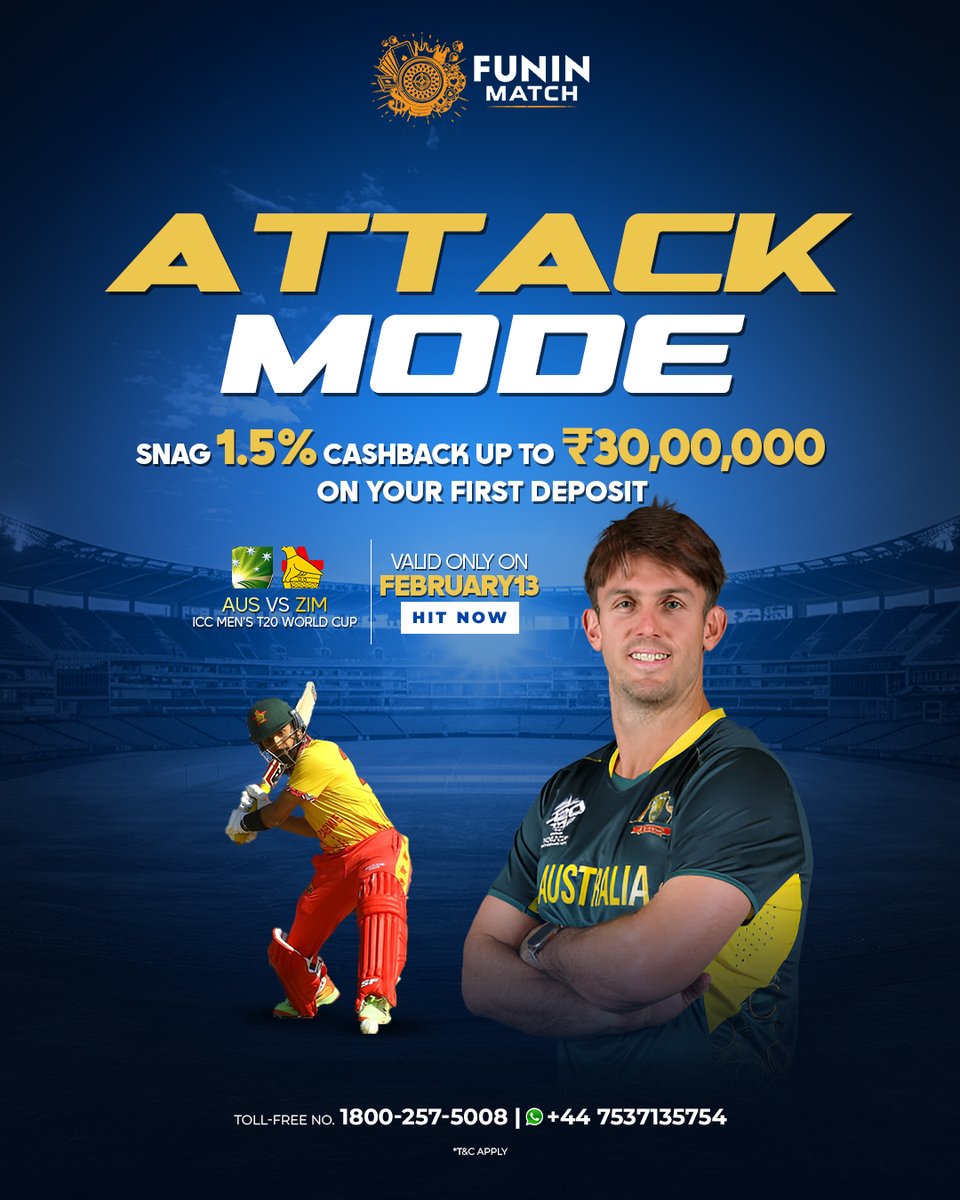 funinmatch's tweet image. ATTACK MODE ON | AUSTRALIA VS ZM | Funinmatch

Power unleashed. Pressure rising. Victory in sight.
 Funinmatch sets the stage for an intense showdown, where bold moves and fearless play turn every moment into pure winning action.

#funinmatch #funinmatchupdates #attackmode