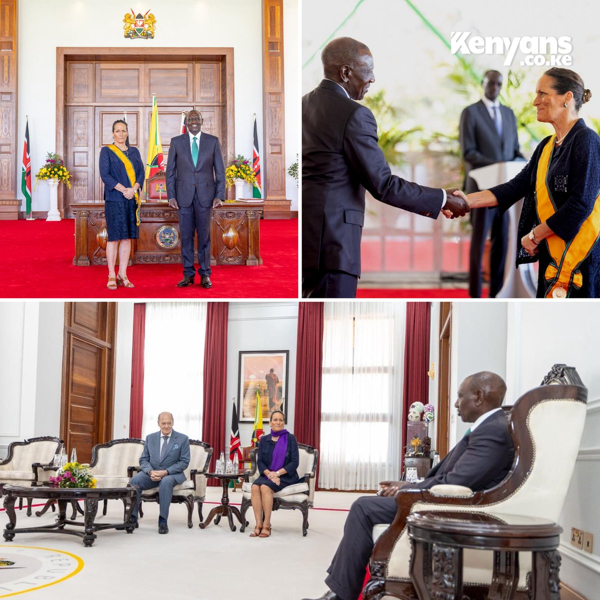 William Ruto confers the Elder of the Order of the Golden Heart (E.G.H.) to Her Highness Princess Zahra Aga Khan