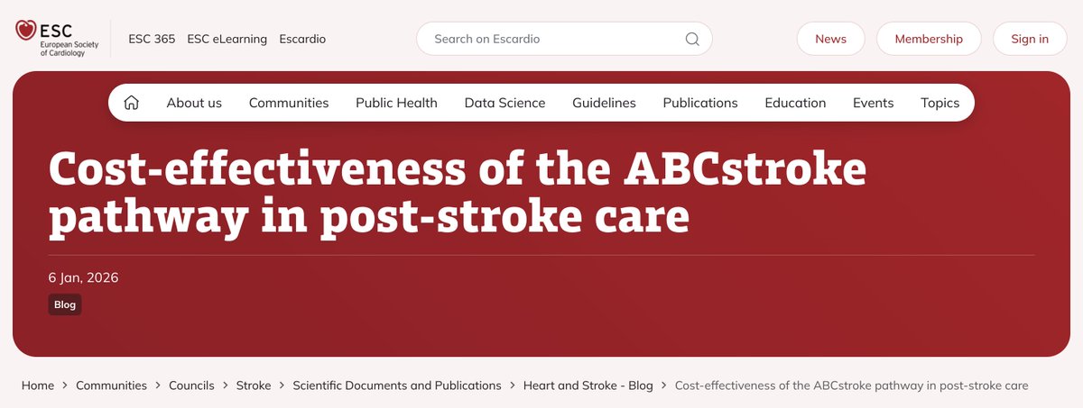 ESCStrokeChair's tweet photo. 🆕#ESCStrokeBlog comments our #EHJQCCO paper on the ABCstroke pathway after ischemic #stroke

Cost-effective in the UK: +3.9 QALYs; ICER £14,804/QALY. 💷🏥

🔗Blog: https://t.co/RJCQlfB8WI 
🔗Full paper: https://t.co/dnY21tbL2j 
@escardio @m_piepoli @JacopoImberti @LiverpoolCCS https://t.co/v4NMldmOY5