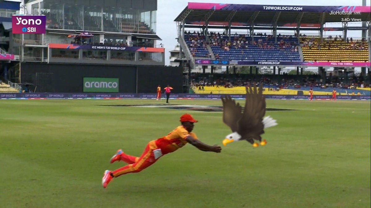 Zimbabwe and their fielding, unbelievable effort 😋
Bye bye Kangaroos 
#T20WorldCup