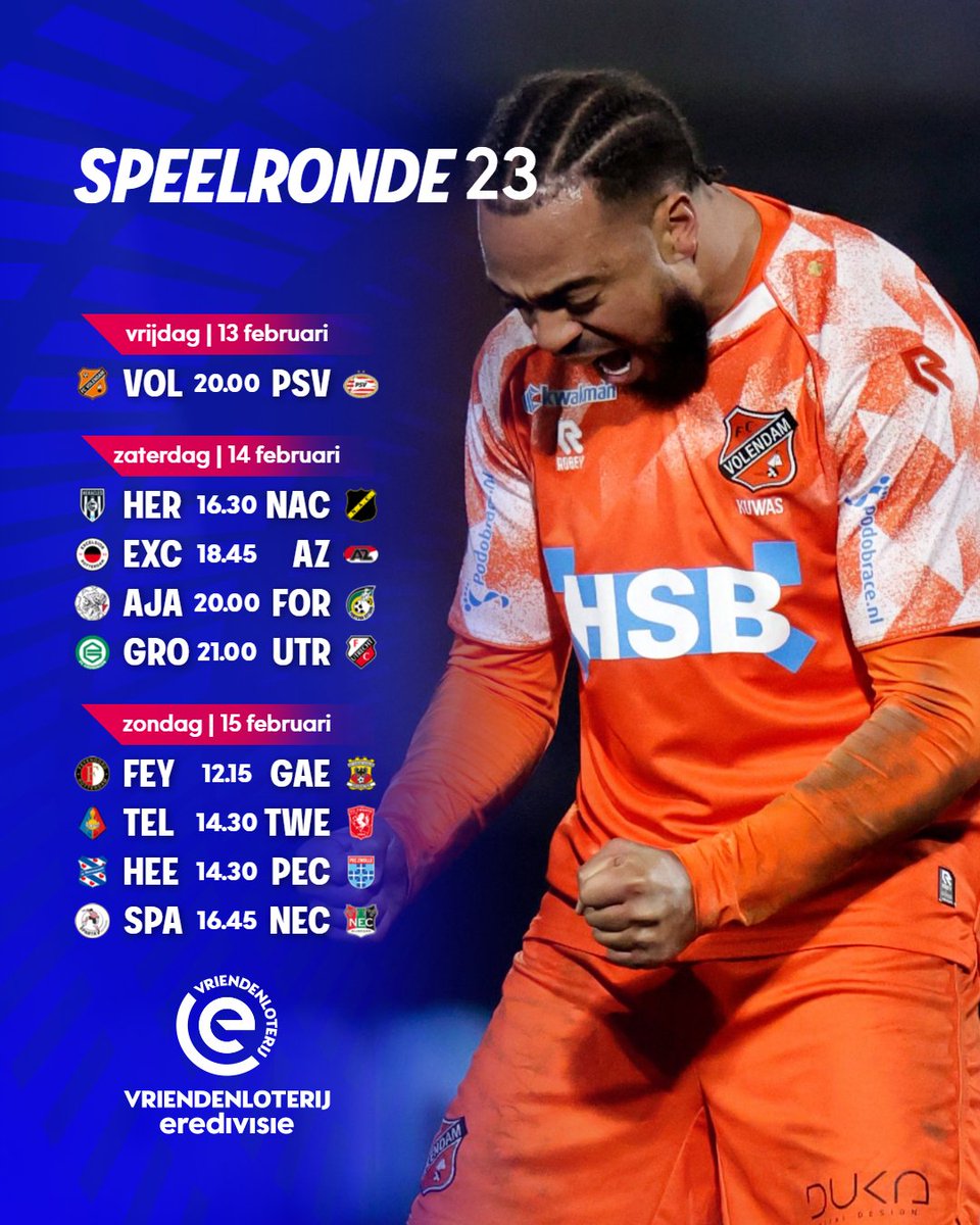 Speelronde 23 in het carnavalsweekend 🎭

Welke club gaat met een polonaise het weekend uit? 👇