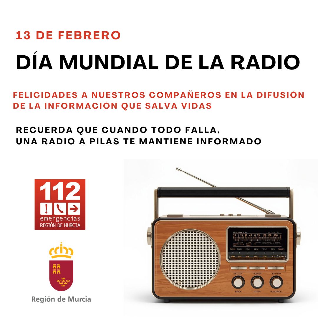 Hoy, 13 de febrero, es el #DiaMundialdelaRadio. 
Felicidades a los profesionales del medio, nuestros aliados en la #proteccióncivil difundiendo la información que salva vidas.

¿Tienes una radio a pilas en casa?