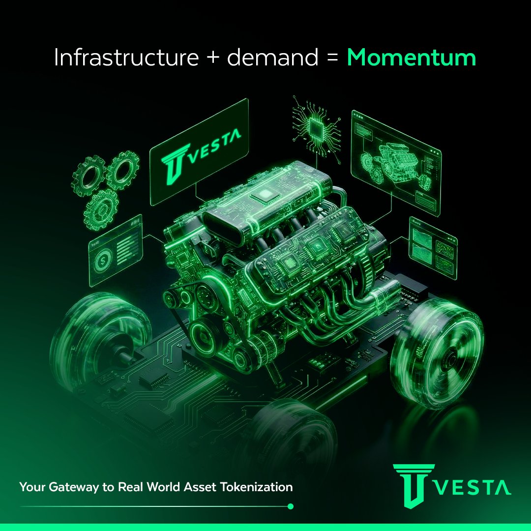 VestaRWA's tweet image. Infrastructure + demand = momentum.

We’re building the engine behind on-chain finance.
Structure drives growth.

#Vesta #RWA #Tokenization #Web3 #FinTech
