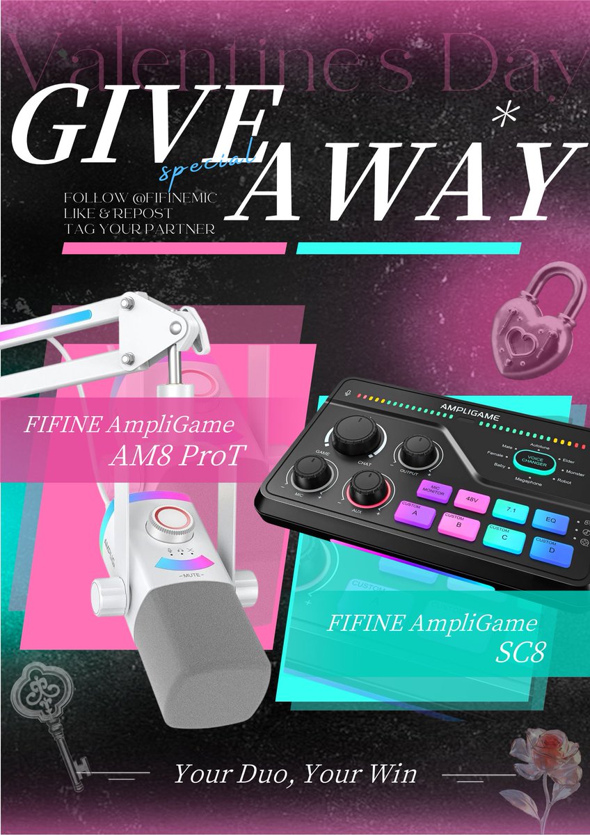 🍀Some audio duos are just made for each other - just like you two.

𝙑𝙖𝙡𝙚𝙣𝙩𝙞𝙣𝙚𝙨𝙂𝙞𝙫𝙚𝙖𝙬𝙖𝙮 - 2 winners each get 🎁AM8ProT+SC8!

💘Follow <a href="/FIFINEMIC/">FIFINEMICROPHONE</a>
💘Like&amp;RT
💘Tag The One - your partner, teammate, player 2, or anyone you’d love to create with.

 Entry ends on Feb
