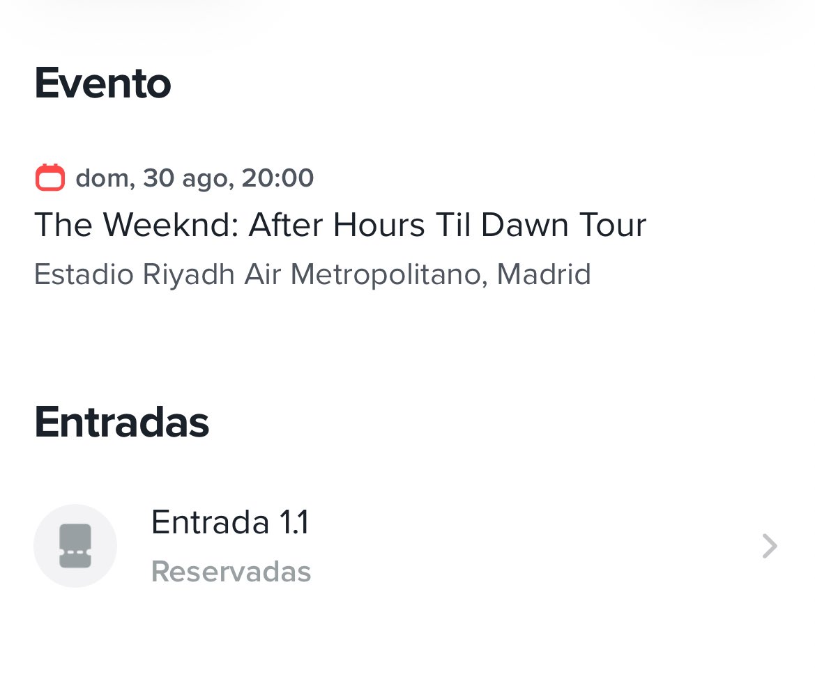 VENDO ENTRADA THE WEEKND 30 DE AGOSTO MADRID!!!!!! difusión porfa