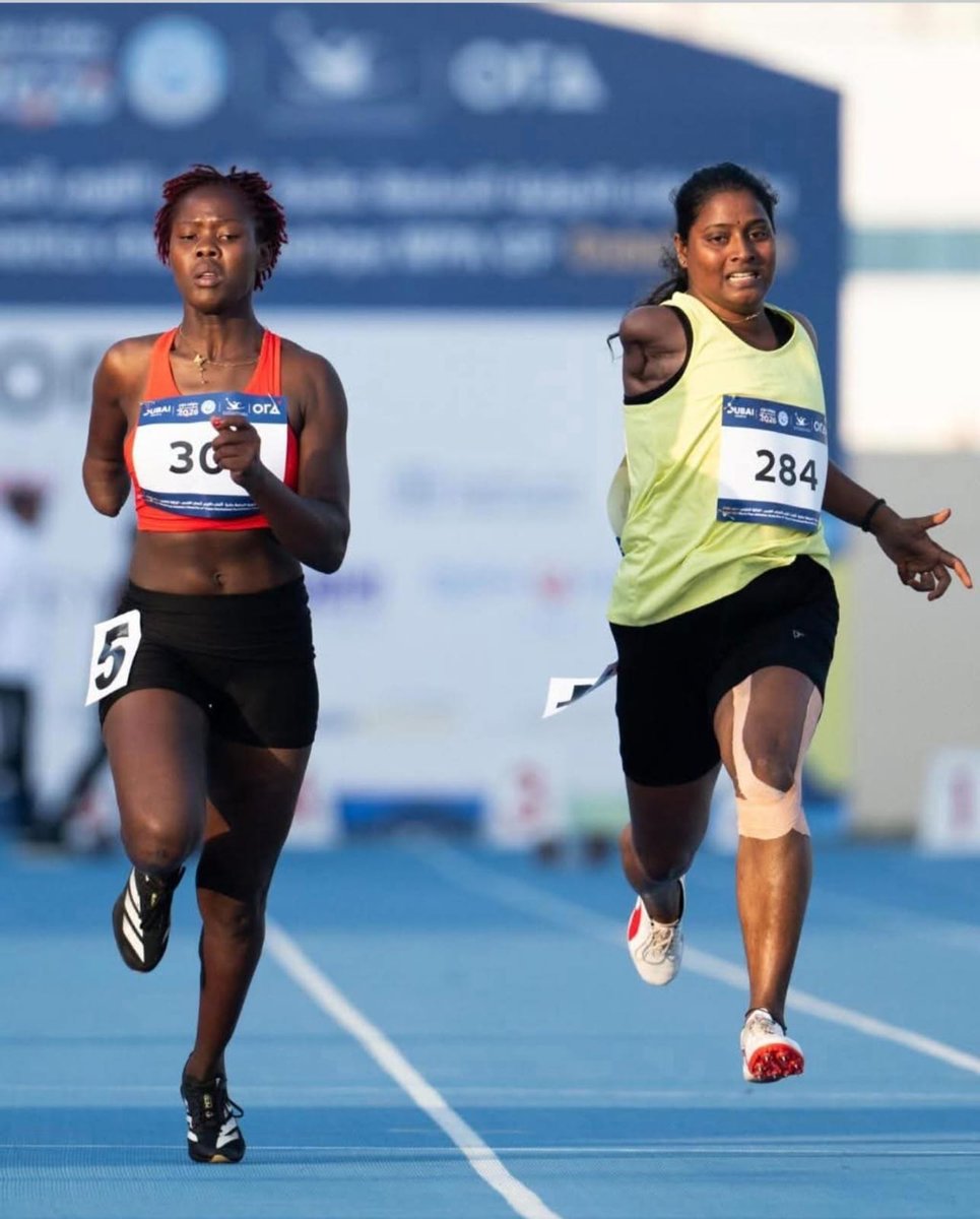 kenyapara's tweet photo. Multi talented Stency Neema(left) on her way to victory in women’s 200m T47, a day after settling for silver in 100m T47 at the Dubai World Para-Athletics Grand Prix on February 12, 2026.
📸 credits: @dcduae https://t.co/jI6U3CoUCK