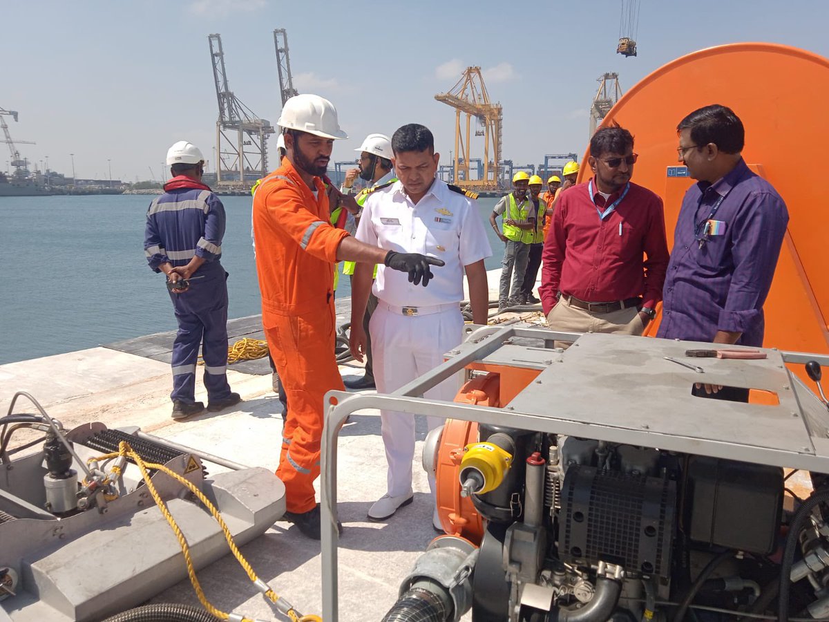 IndiaCoastGuard's tweet photo. An Area Level #PollutionResponse Exercise was conducted by @IndiaCoastGuard District HQs-5 at #AdaniPort, #Kattupalli on 12 Feb 26. The exercise saw active participation from key stakeholders, strengthening synergy, operational readiness and swift response mechanisms. Equipment readiness and live demonstrations showcased robust #PollutionResponse capabilities, reaffirming collective commitment towards safeguarding the #MarineEnvironment.

#WeProtect #MarinePollution #MaritimeSafety