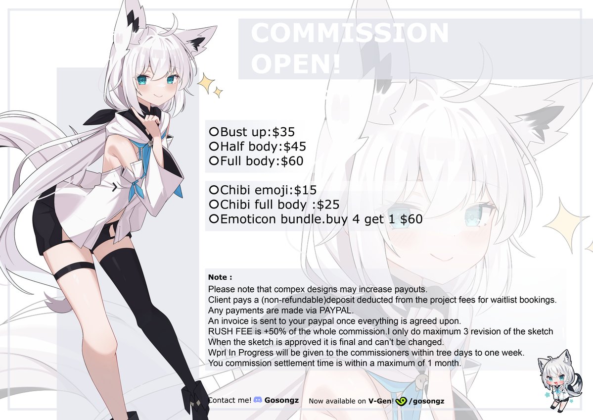 (Share are really appreciated!) Hello! i'm opening my commission again! Feel free to DM me or discord gosongz  I'm also available on vgen vgen.co/gosongz thankyou!
#Commission #commissionsopen #VGenOpen