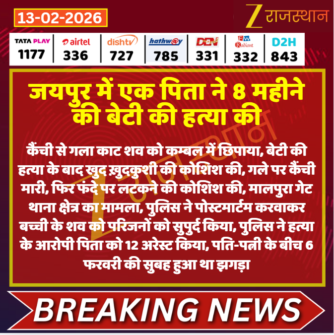 #Jaipur: जयपुर में एक पिता ने 8 महीने की बेटी की हत्या की

<a href="/jaipur_police/">Jaipur Police</a> <a href="/Zee1Ashutosh/">Journalist Ashutosh</a> #LatestNews #RajasthanNews #RajasthanWithZee