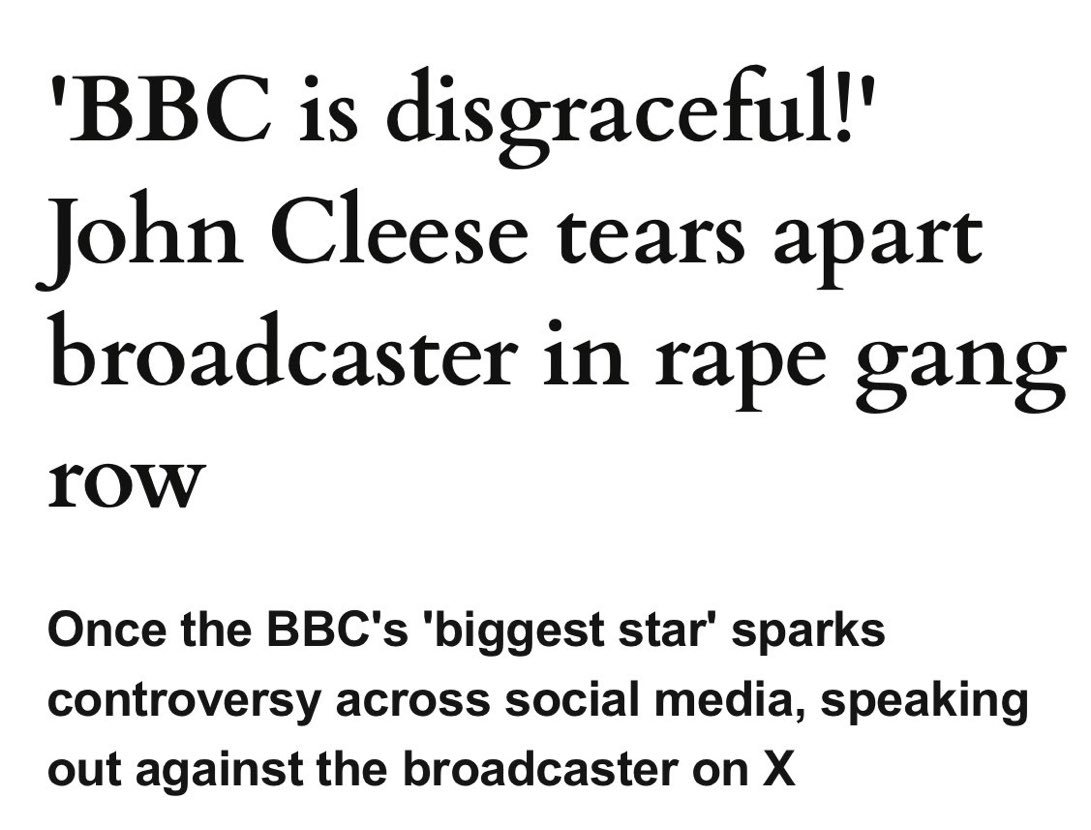 BasilTheGreat's tweet image. 🚨JOHN CLEESE SAYS BBC ARE "DISGRACEFUL" FOR IGNORING RAPE GANG INQUIRY

Couldn't agree with you more John

Defund the BBC 🚫
