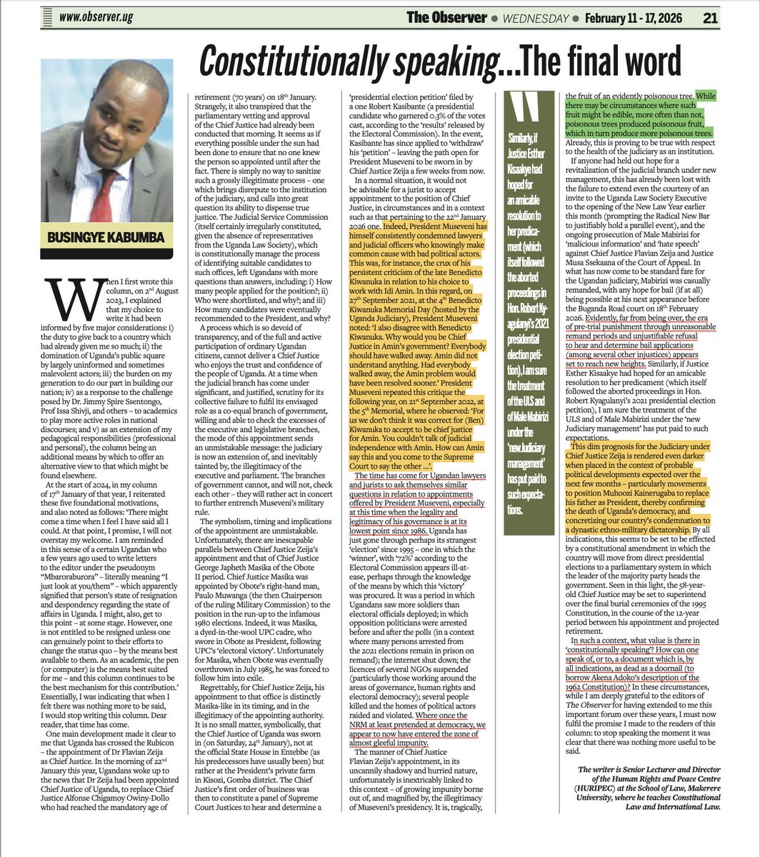 Comrade <a href="/bkabumba/">Dr Busingye Kabumba</a>, the Acholi have said, that "it is the darkest point of the night that announces the arrival of the daylight." We keep the hope alive.  

We'll be forever grateful for allowing us non-lawyers to access your beautiful writing, &amp; elegant reasoning.

But this