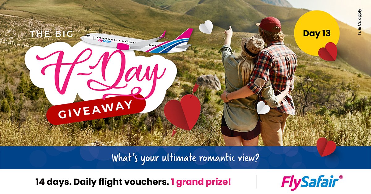 What’s your ultimate romantic view? 💕City lights, mountains and valleys, blue ocean or maybe red roses for days? Be creative and comment now to enter today’s last draw for a R2 000 flight voucher. 

That’s right, it’s the last daily voucher of the competition, and the grand