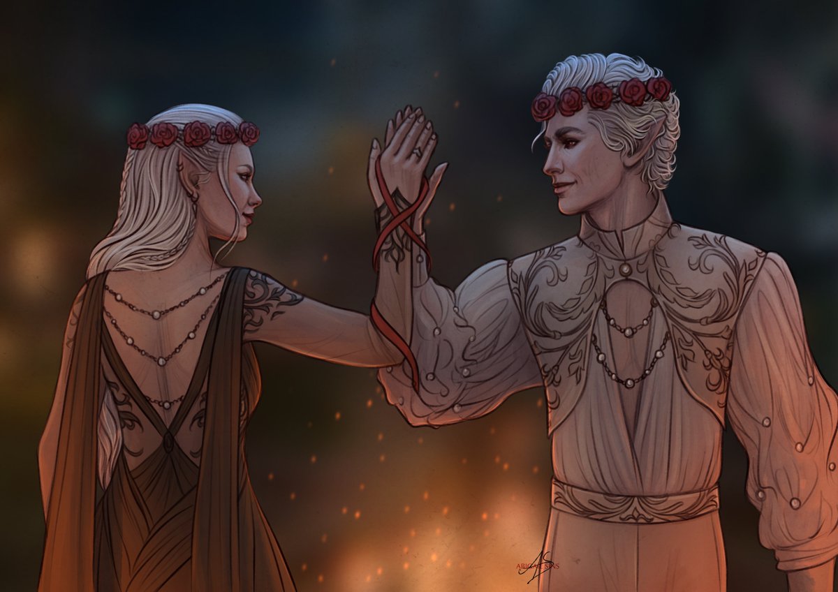 "I would've loved you for a thousand years
I would've died for you
I would've sacrificed it all my dear
I would've bled for you
'Til death do us part
You were unholy right from the start
It's a nice night for a black wedding"

Astarion &amp; Vhyra ♥
#astarion #BG3fanart