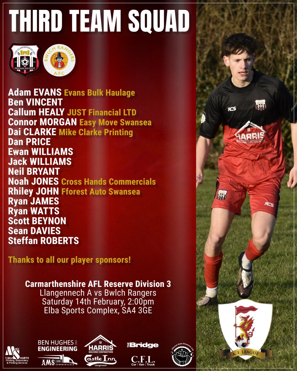 llangennechafc's tweet photo. Squads locked in 🔒

Firsts, Reserves &amp; Thirds in action today.
Youth back at it tomorrow 👊
Four teams. One badge.

#Llan #FightNotFold | #BrwydroNidPlygu https://t.co/dSWwNGyZvs