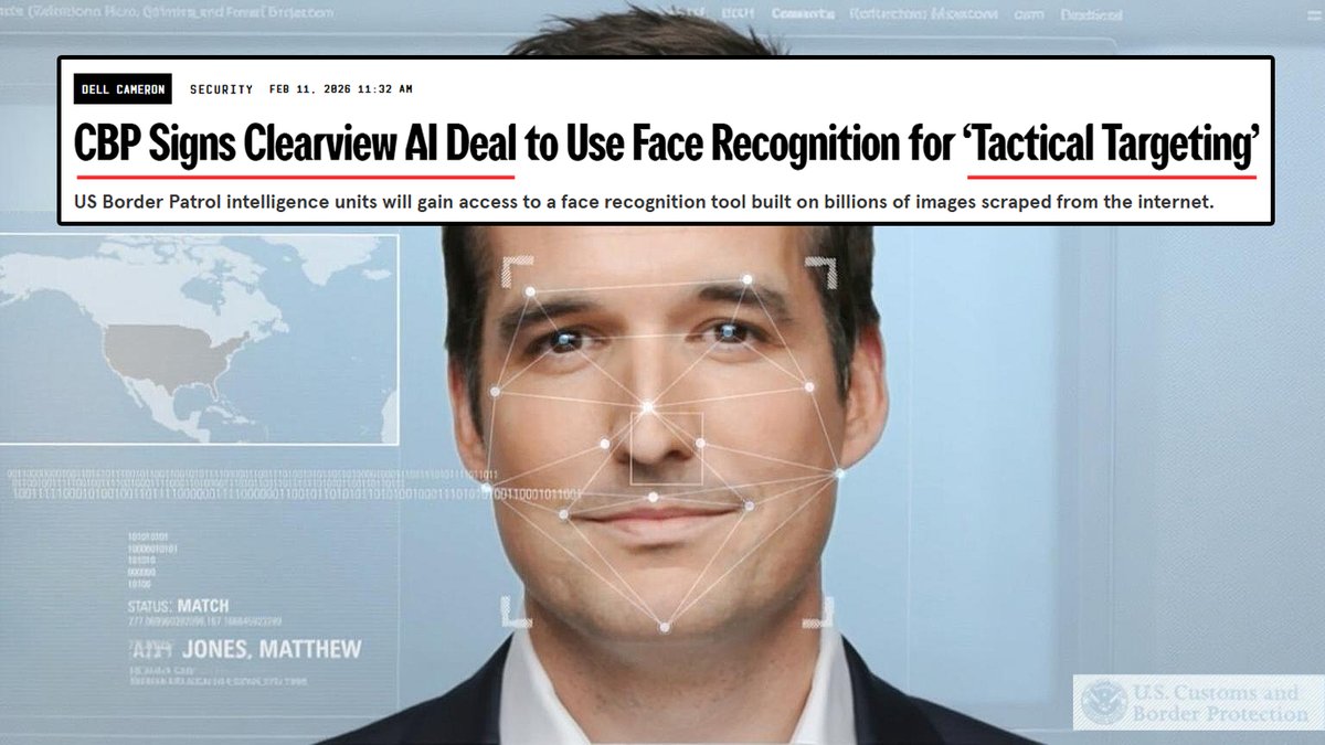 JasonBassler1's tweet image. Border Patrol just bought full access to Clearview’s 60B‑image dragnet, the facial‑ID startup backed by Peter Thiel. Its 20% error rate in “tactical targeting” could land you in the domestic terrorist database by mistake... but hey, Epstein’s friends are still cashing in.