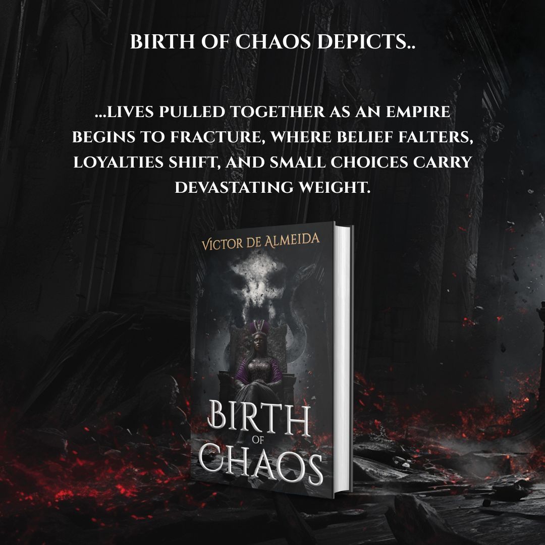 Empires fracture through people.

Birth of Chaos depicts lives pulled together as belief falters, loyalties shift, and small choices begin to carry devastating weight.

This is fantasy about consequence, not spectacle. 

#fantasybooks #books #author #authorsoftwitter #amwriting