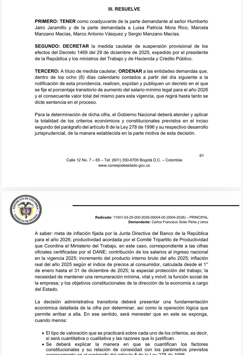 Marfemo_'s tweet photo. El CE, mediante una decisión preliminar, ha suspendido los efectos del decreto 1469/2025. En un plazo de ocho (8) días, se deberá emitir un nuevo decreto provisional que establezca el incremento para el año 2026, conforme a los criterios legales aplicables para el ajuste. https://t.co/Liwf1URPao