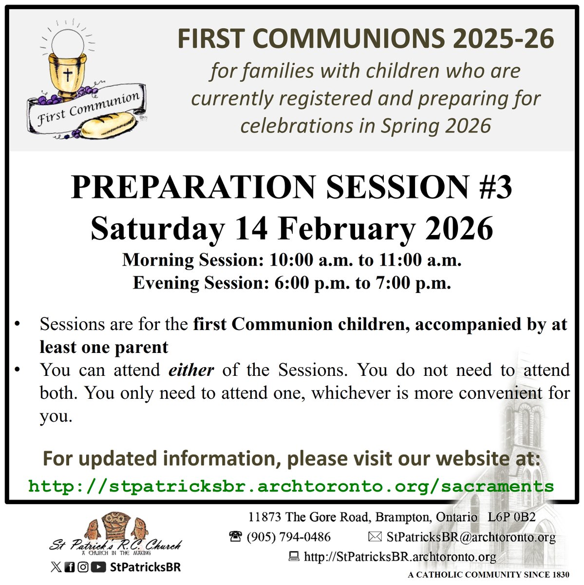#REMINDER: Session 3 of our first Communion preparations is tomorrow (Saturday 14 February 2026)!