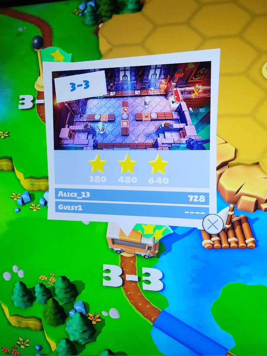 오버쿡드1 깨고(막판 1712점으로 깼는데 왜 별 4개 안 줘) 2도 3-3까지 클리어클리어✌️✌️어유 허리야..