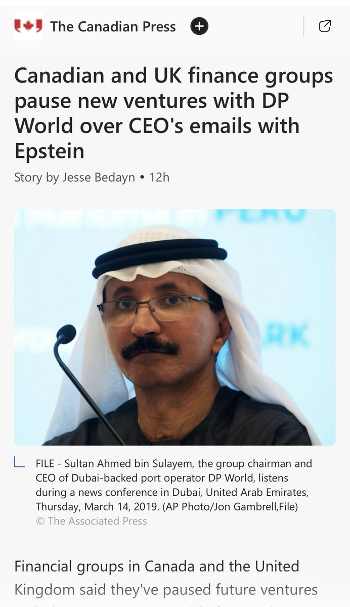 Financial entity 2 disassociating from the “torture vid” Sultan Mark Carney did deal w in January THIS year. Why is no corporate or independent media, nor opposition, reporting this in 🇨🇦 👇
msn.com/en-ca/money/to…

READ Article: Canadian and UK finance groups pause new ventures