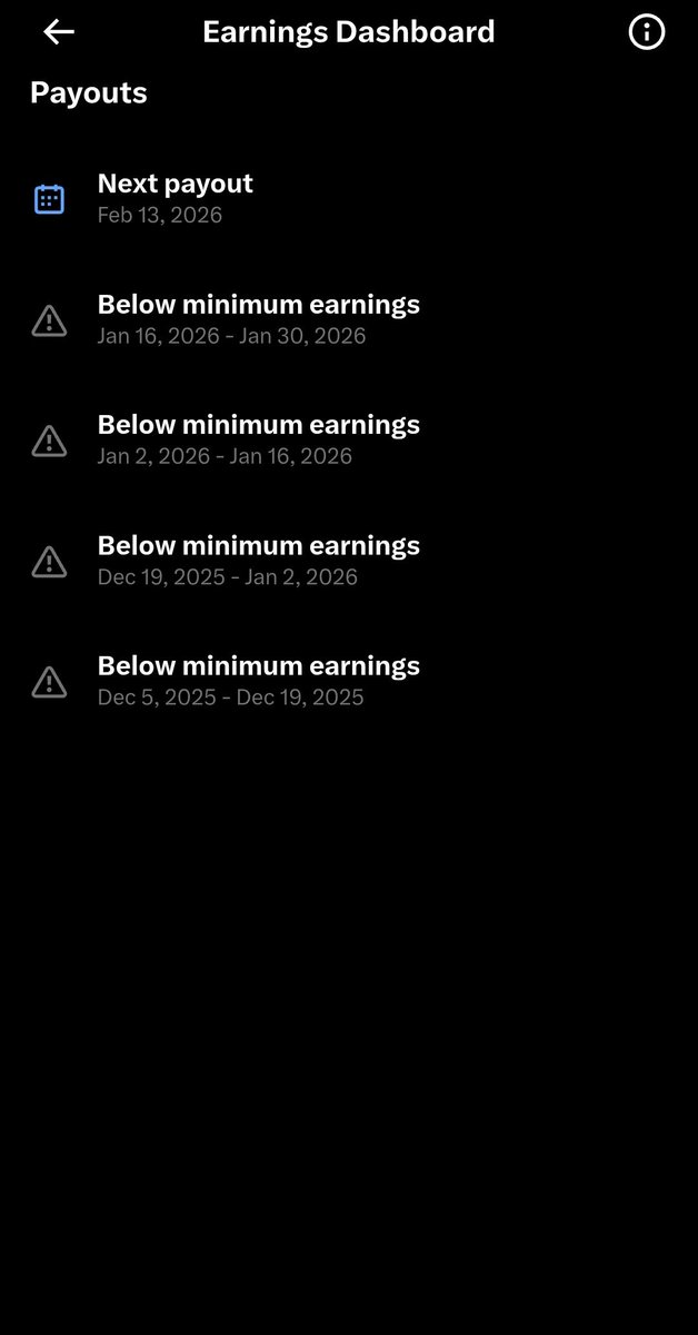 इस बार पेआउट आया तो ठीक नहीं तो अबकी बार x को tata bye bye

 कौन इस पर अपना पूरा दिन वेस्ट करेगा 
अपने घर अपने काम को दरकिनार करके X पर इतना ज्यादा समय दिया गया और बदले में आपको क्या मिलता है 

Below minimum status,
 no transparency