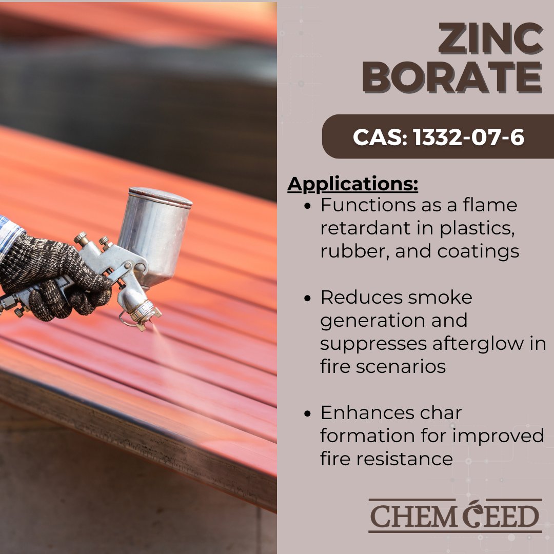 ChemCeed's tweet photo. 👉 Improve your compound with Zinc Borate by requesting a sample or quote today:
https://t.co/B6cIUBXlAH
 
#FeatureFriday #ZincBorate #FlameRetardant #FireSafety #SmokeSuppression #PVCAdditives #WireAndCable #RubberAdditives #IndustrialChemicals #ChemicalSupplier #ChemCeed https://t.co/JmOaNx4mCe