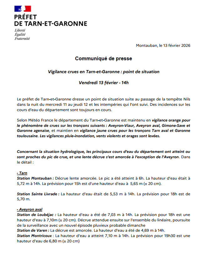 Image de Préfet de Tarn-et-Garonne - #TempêteNils | Point de situation de 12h00 📷
📷 Le préfet de Tarn-et-Garonne dresse un point de sit